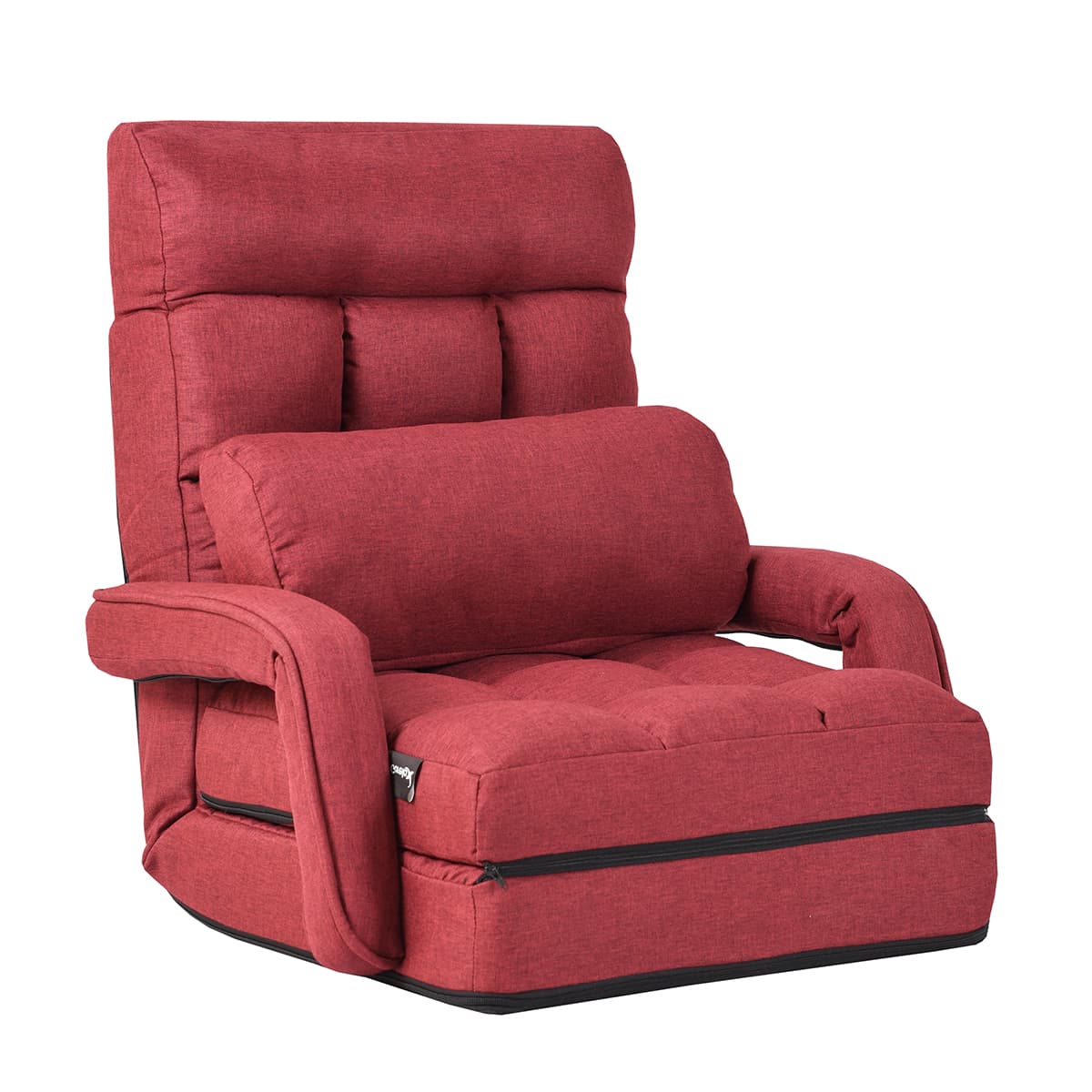 Fauteuil Convertible Chauffeuse Convertible 1 Place avec Oreiller 5 Positions en Tissu Lin Éponge 54