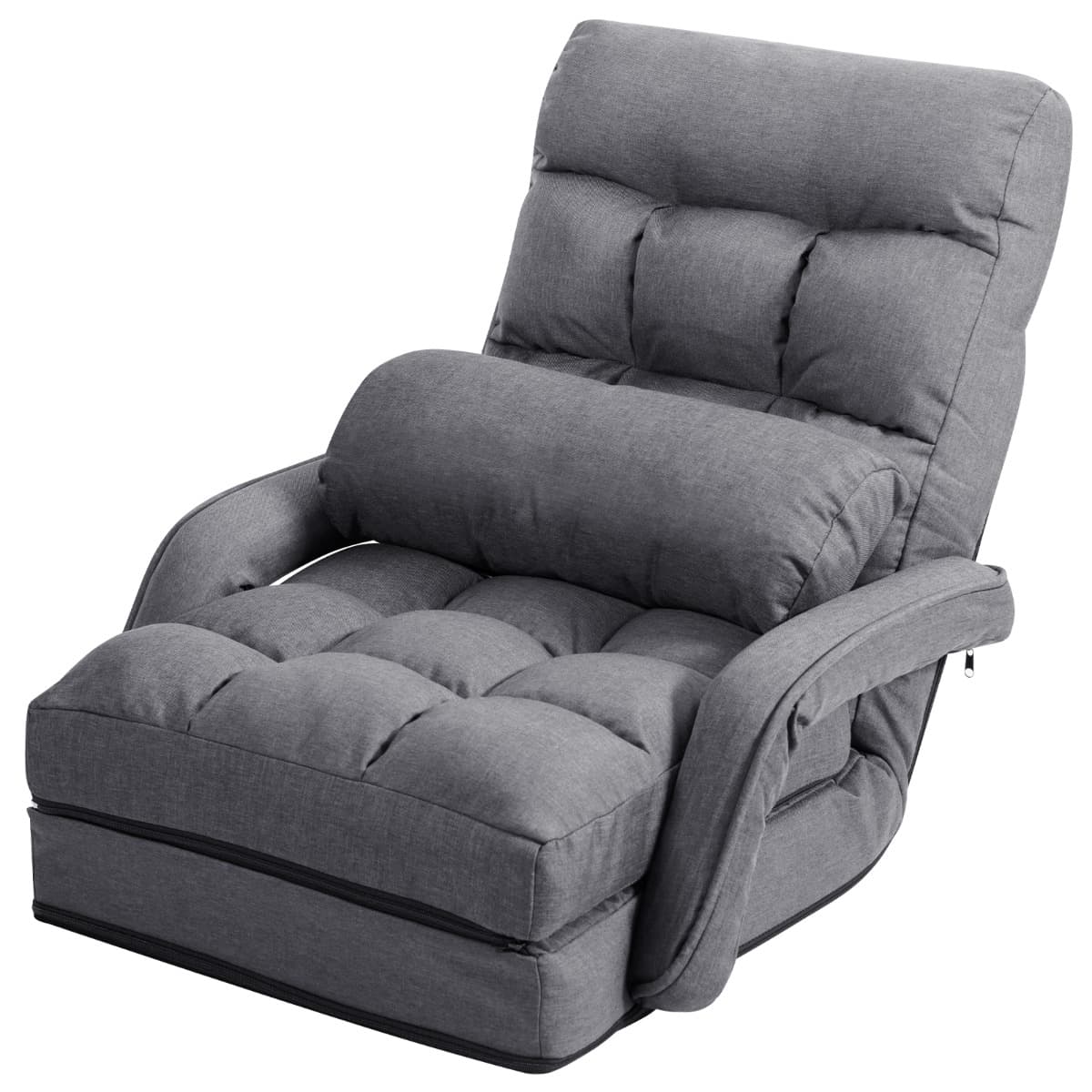 Fauteuil Convertible Chauffeuse Convertible 1 Place avec Oreiller 5 Positions en Tissu Lin Éponge 54